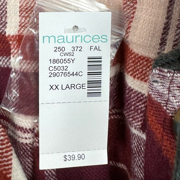 Maurices Plaid Hooded Shirt - Grey and burgundy size XXL NWT - Picture 5 of 7